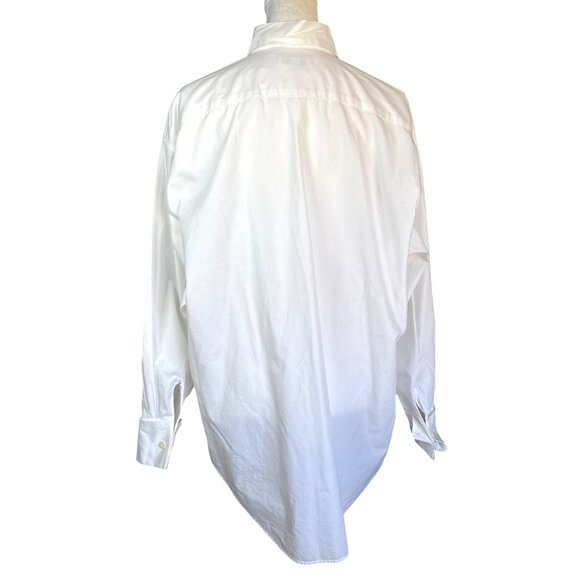 Ann‎ Taylor Blouse Size Medium White Professional 100% Cotton Button Front - Picture 7 of 12